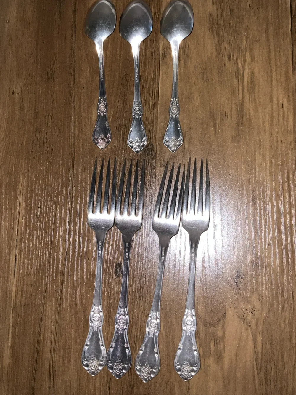 Vintage WMA Rogers Oneida Silver Plate Flatware Vanessa Francesca 7 Piece Lot
